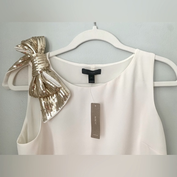 NWT JCrew Top with Sequin Gold Bow in Ivory size 2 Tall - Picture 4 of 6